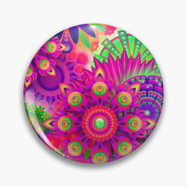 Item preview, Retro Inspired Pink Floral Mandala designed and sold by TotallyRetroArt.