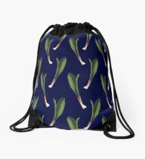 Wild Ramps | Leek Onions Repeating Pattern Drawstring Bag