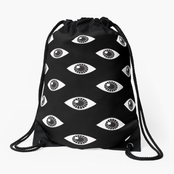 Eyes Wide Open - on Black Drawstring Bag