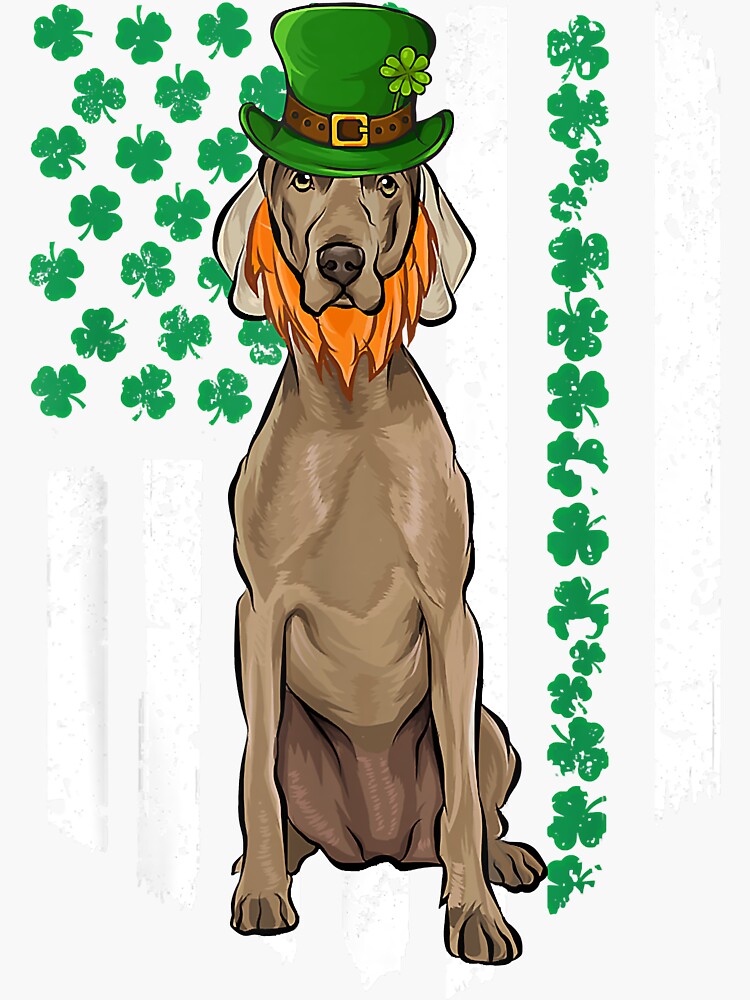 Weimaraner St Patricks Day Irish American Flag Shamrock 15788 Sticker