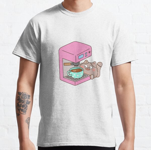 Enthusiastic coffee cat | Cappuccino maker | Pastel pink | Coffee Drinking | Coffee lovers | Best gifts for bartenders | Funny gifts for bartenders | But first coffee kawaii cute cat Classic T-Shirt