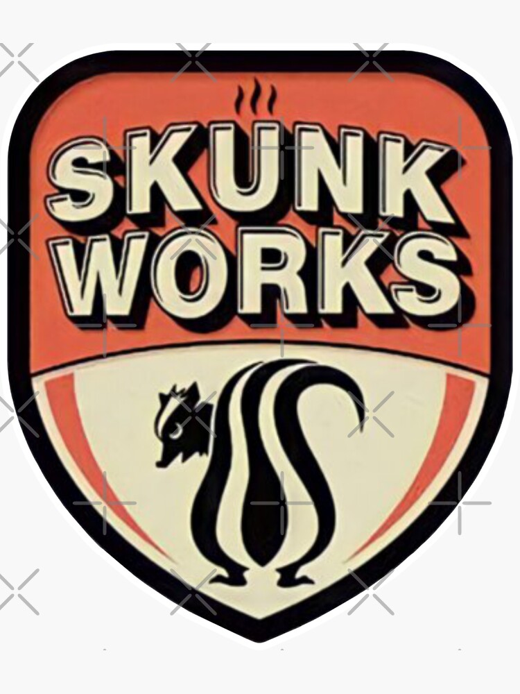 "SKUNK WORKS" Sticker by vantaruvewu | Redbubble