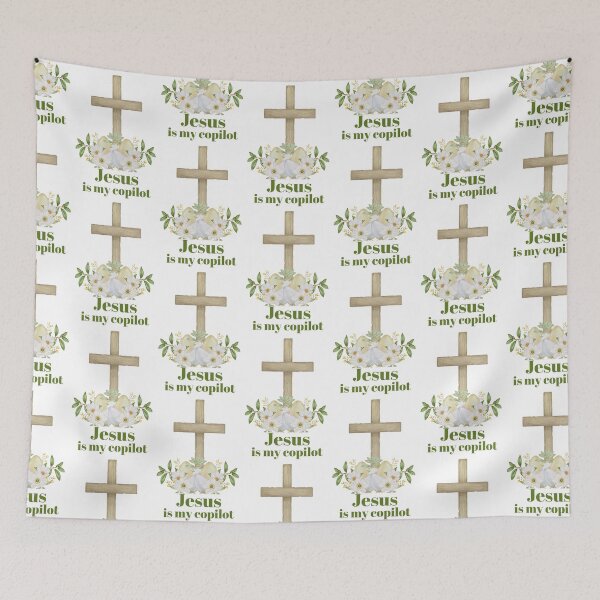 Item preview, Jesus is my copilot green cross nature tree leaf handmade love christian quote gift designed and sold by Ramesh ⭐⭐⭐⭐⭐.