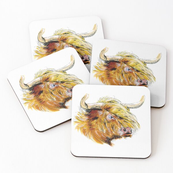 Item preview, Highland cow with long curved horns and deep orange fur. designed and sold by janesg.
