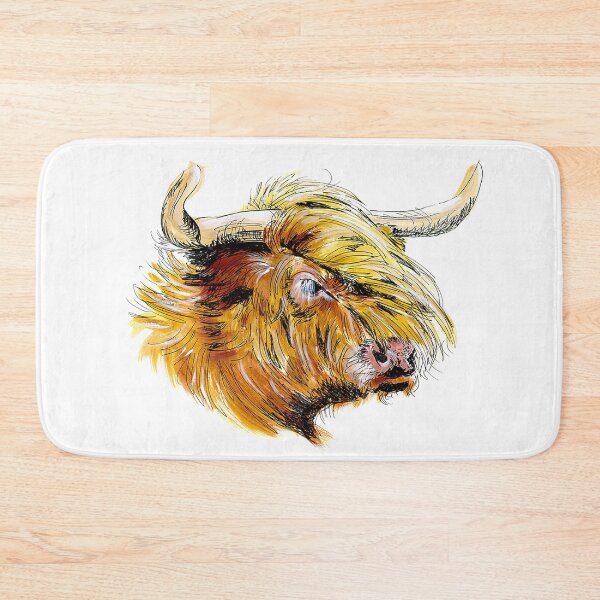 Item preview, Highland cow with long curved horns and deep orange fur. designed and sold by janesg.
