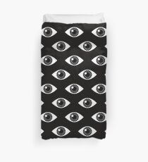 Eyes Wide Open - on Black Duvet Cover