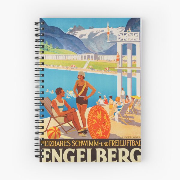 Item preview, ENGELBERG Heated Swimming Pool 1932 Vintage Swiss Tourism Advertising Poster designed and sold by retroposters.