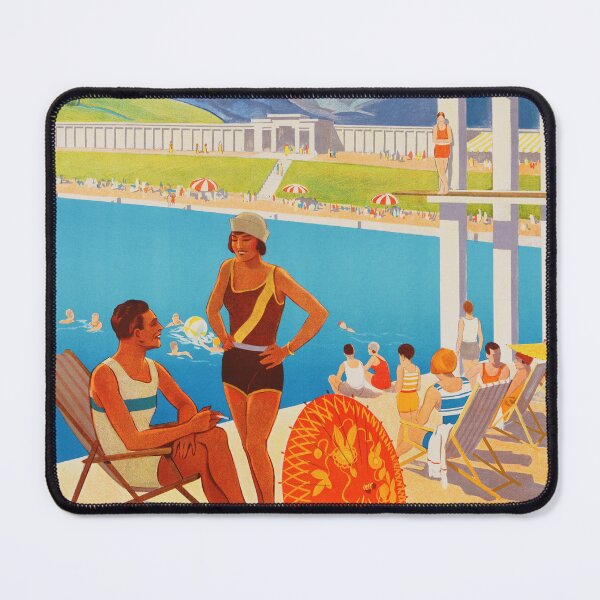 Item preview, ENGELBERG Heated Swimming Pool 1932 Vintage Swiss Tourism Advertising Poster designed and sold by retroposters.