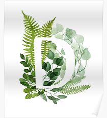 Floral letter D Poster