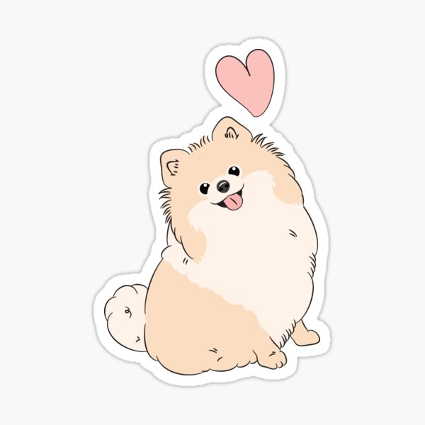 LOVE Cream Pomeranian Sticker