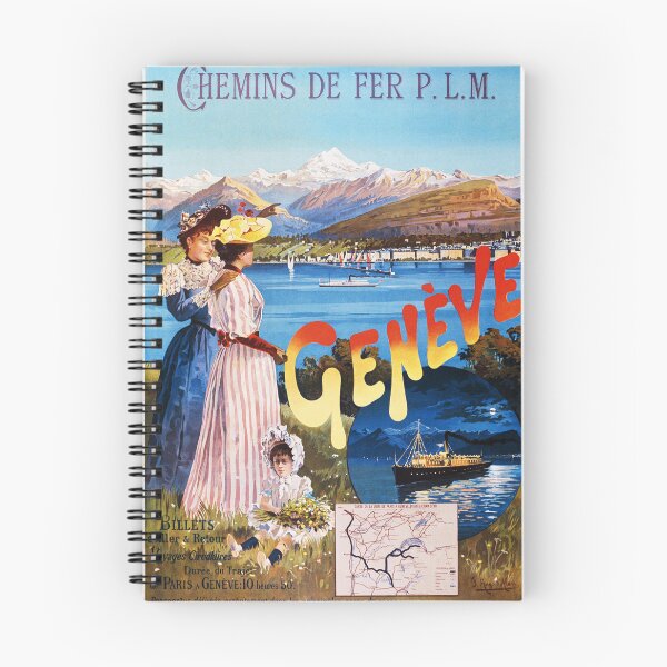 Item preview, GENEVA Chemins De Fer PLM Railways Paris to Switzerland Vintage Travel Poster designed and sold by retroposters.