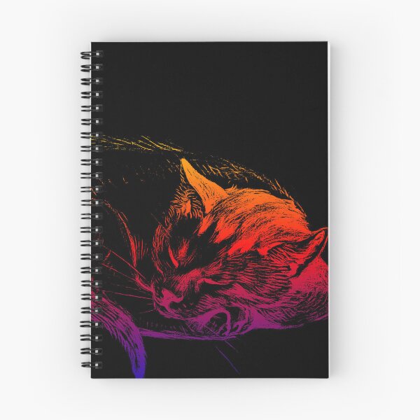 Item preview, Adorable Sleeping Cat: Edited  Bright Colored Version of Sketch of a Cat (1812) By Jean Bernard. Black Background. designed and sold by TeachUrb.