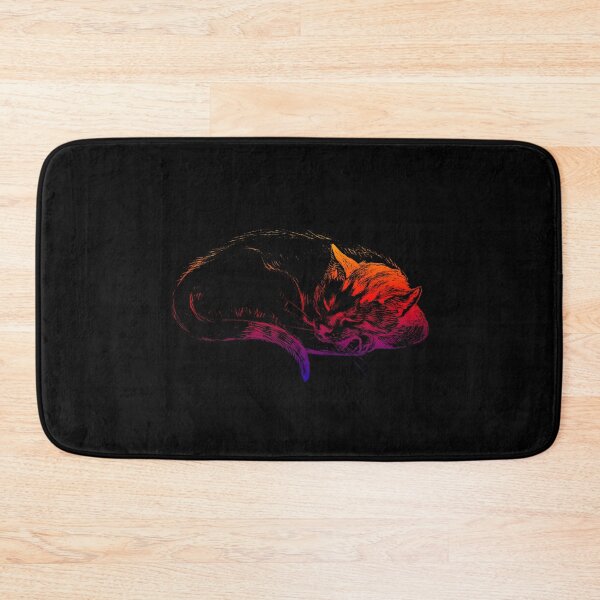 Item preview, Adorable Sleeping Cat: Edited  Bright Colored Version of Sketch of a Cat (1812) By Jean Bernard. Black Background. designed and sold by TeachUrb.