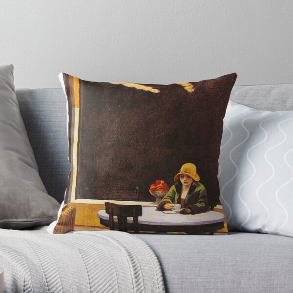 Vintage Edward Hopper Automat Throw Pillow