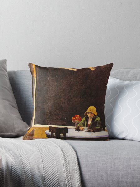 Vintage Edward Hopper Automat Throw Pillow