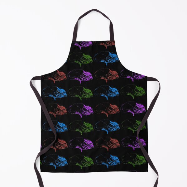 Item preview, Adorable Sleeping Cats: Edited  Multi-Colored Version of Sketch of a Cat (1812) By Jean Bernard. Red, Purple, Blue, and Green. Black Background. designed and sold by TeachUrb.