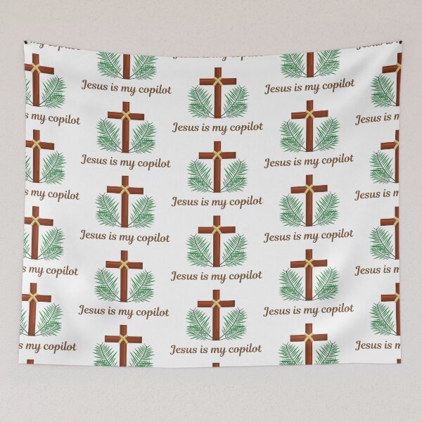 Item preview, Jesus is my copilot green cross nature tree leaf handmade love christian quote gift designed and sold by Ramesh ⭐⭐⭐⭐⭐.