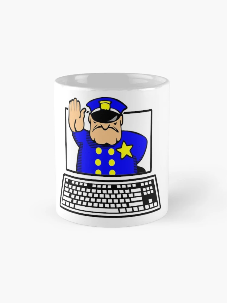 Aperçu 4 sur 6. Mug à café avec l'œuvre POLICE INTERNET créée et vendue par Calgacus.