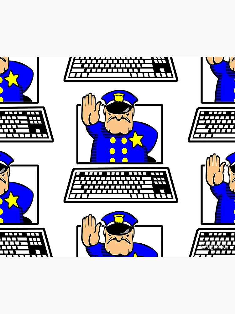 Aperçu 3 sur 3. Tentures avec l'œuvre POLICE INTERNET créée et vendue par Calgacus.