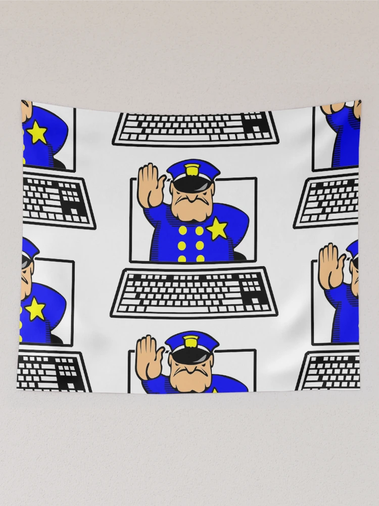 Aperçu 2 sur 3. Tentures avec l'œuvre POLICE INTERNET créée et vendue par Calgacus.