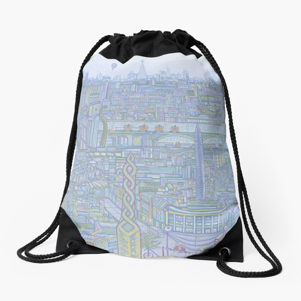 THE MEGATROPOLIS (cool hues) Drawstring Bag