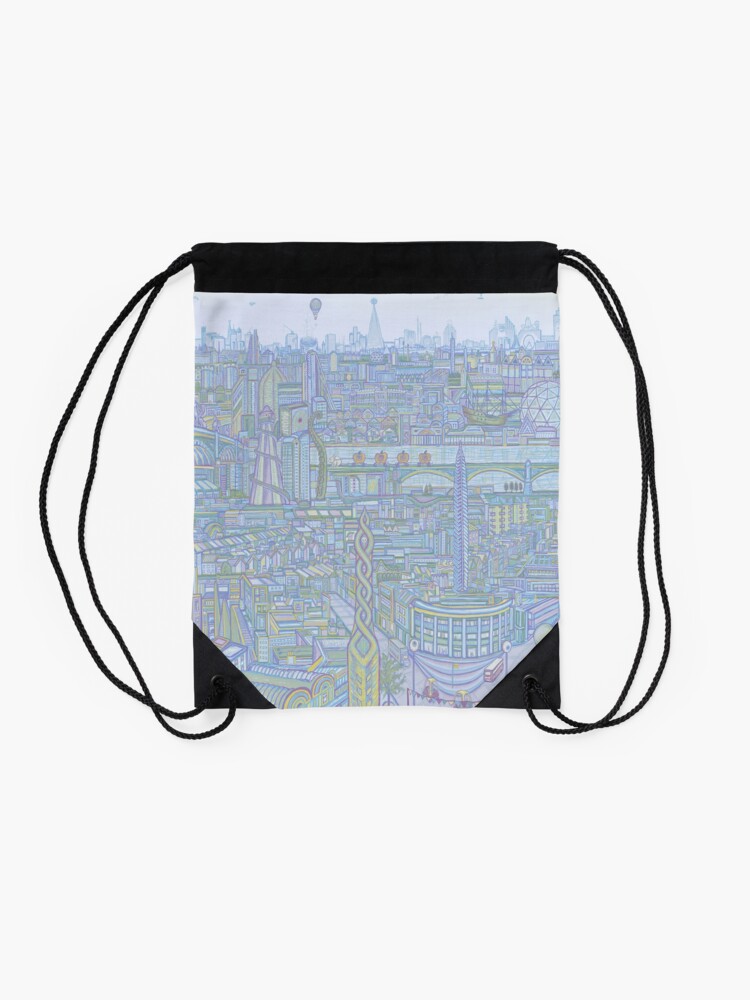 Alternate view of THE MEGATROPOLIS (cool hues) Drawstring Bag