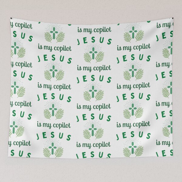 Item preview, Jesus is my copilot green cross nature tree leaf handmade love christian quote gift designed and sold by Ramesh ⭐⭐⭐⭐⭐.