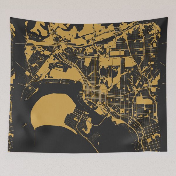 Item preview, San Diego Map Art Black Gold California USA designed and sold by EpicMaps.