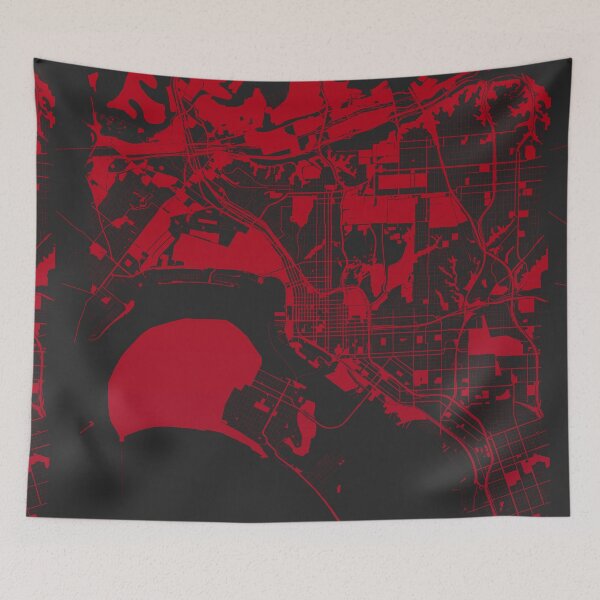Item preview, San Diego Map Art red wine color California USA designed and sold by EpicMaps.