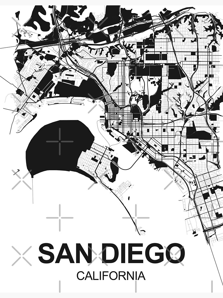 San Diego Map Art Black white California USA Postcard for Sale by EpicMaps