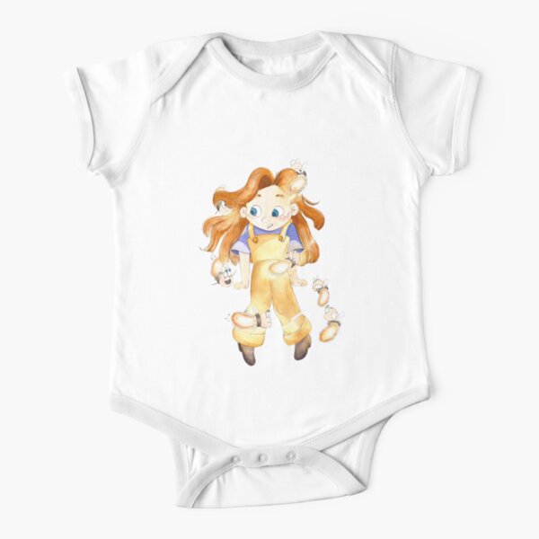 Girl with fireflies Short Sleeve Baby One-Piece