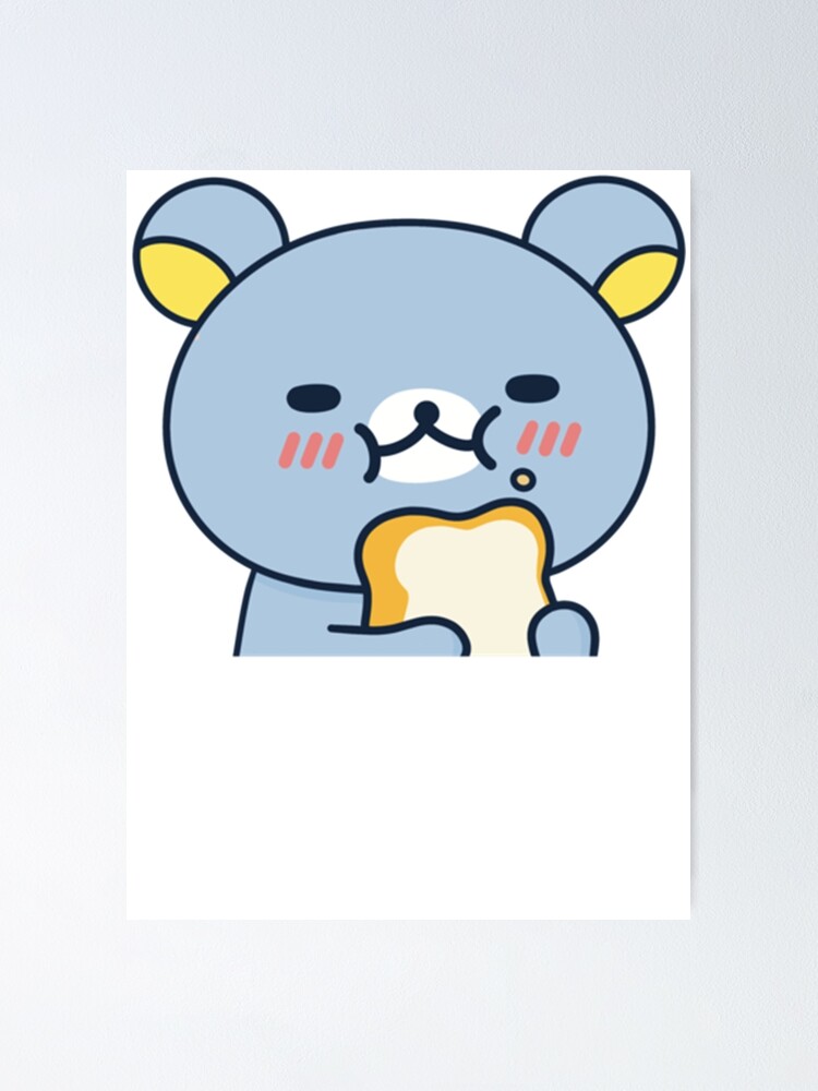 "Blueberry Blue Rilakkuma Eating Bread Peeker " Poster for Sale by OfficialJemini Redbubble