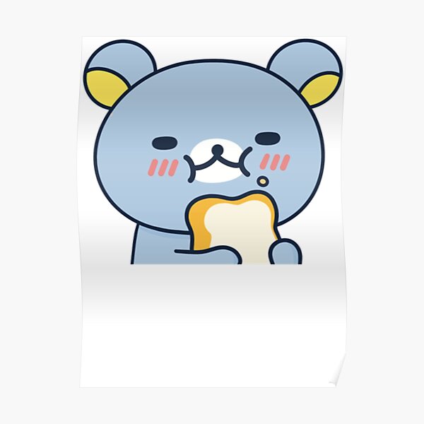 "Blueberry Blue Rilakkuma Eating Bread Peeker " Poster for Sale by OfficialJemini Redbubble