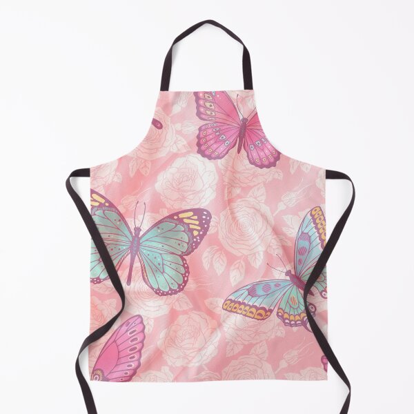 Item preview, romantic floral pink background with blue, pink and green butterlfies designed and sold by Beeroclock.