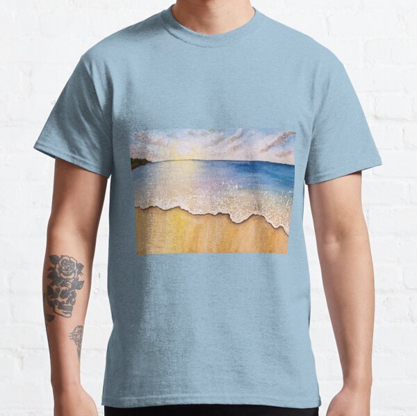 Beautiful, sunny, sandy beach in watercolour Classic T-Shirt