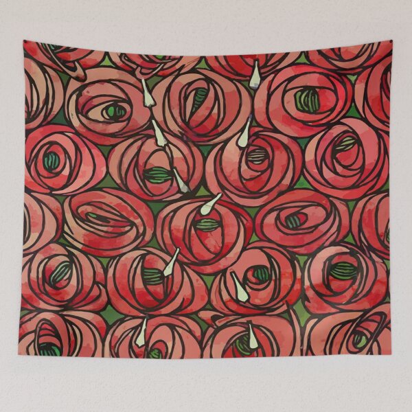 Item preview, Charles Rennie Mackintosh Roses and teardrops,red,Mackintosh rose designed and sold by Olivia-One.
