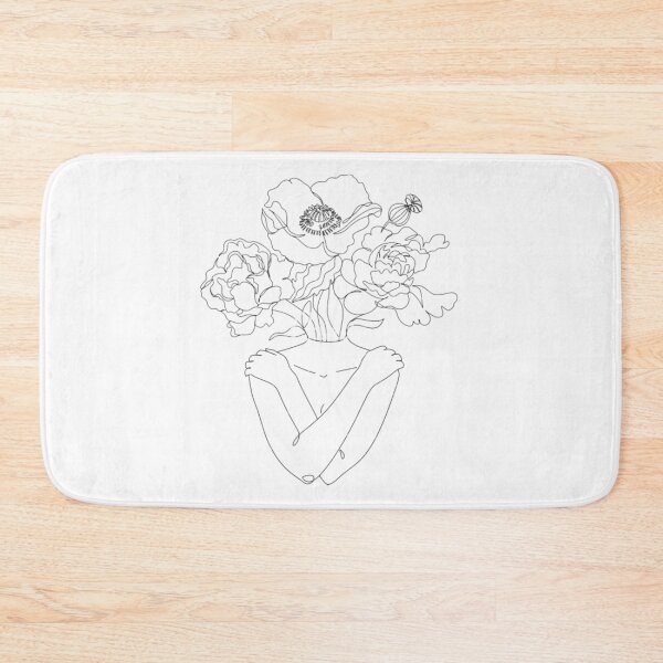 Item preview, Woman With Flowers Hugging Herself Line Art designed and sold by BEyourself be.