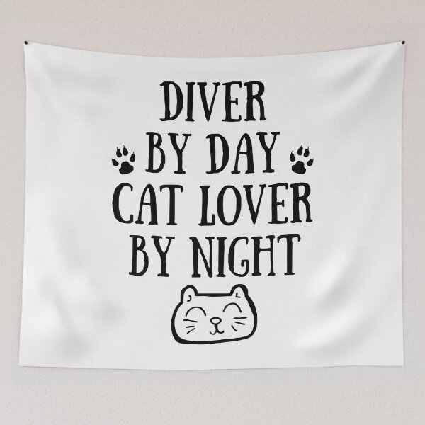 Item preview, Diver by day. Cat lover by night designed and sold by TheGreenGoat.
