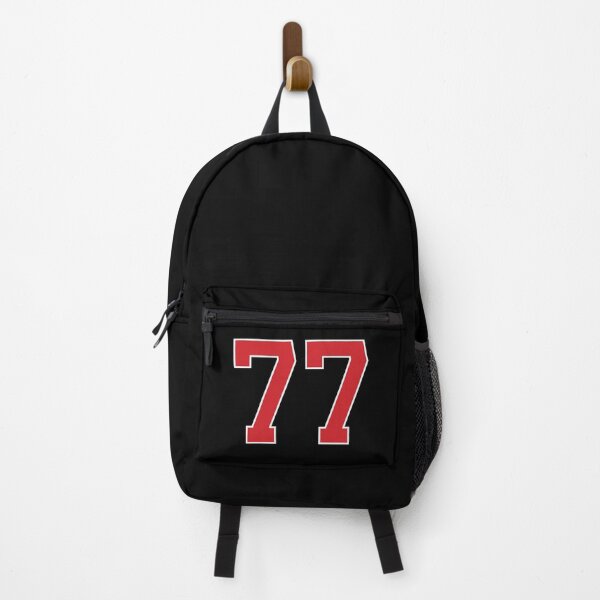 Vista previa del artículo con la obra «Número deportivo 77, color rojo y negro, deporte de la suerte setenta y siete», diseñado y vendido por ArtIsParty.