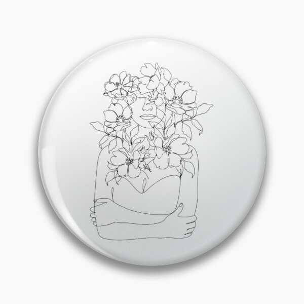Item preview, Woman's Portrait With Flowers Line Art designed and sold by BEyourself be.