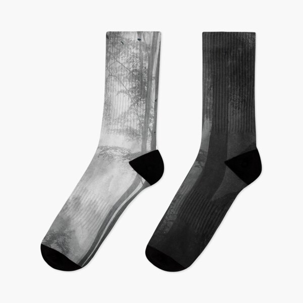 Item preview, Foggy Summer Forest in black and white designed and sold by Dyrk Wyst Redbubble Shop.