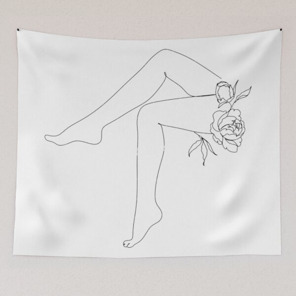 Item preview, Woman's Legs With Flowers Line Art designed and sold by BEyourself be.