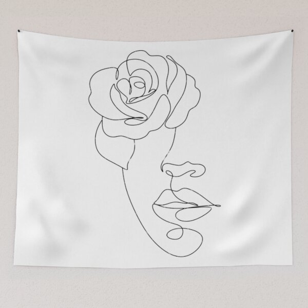 Item preview, Woman Face With Peony Flower Line Art designed and sold by BEyourself be.