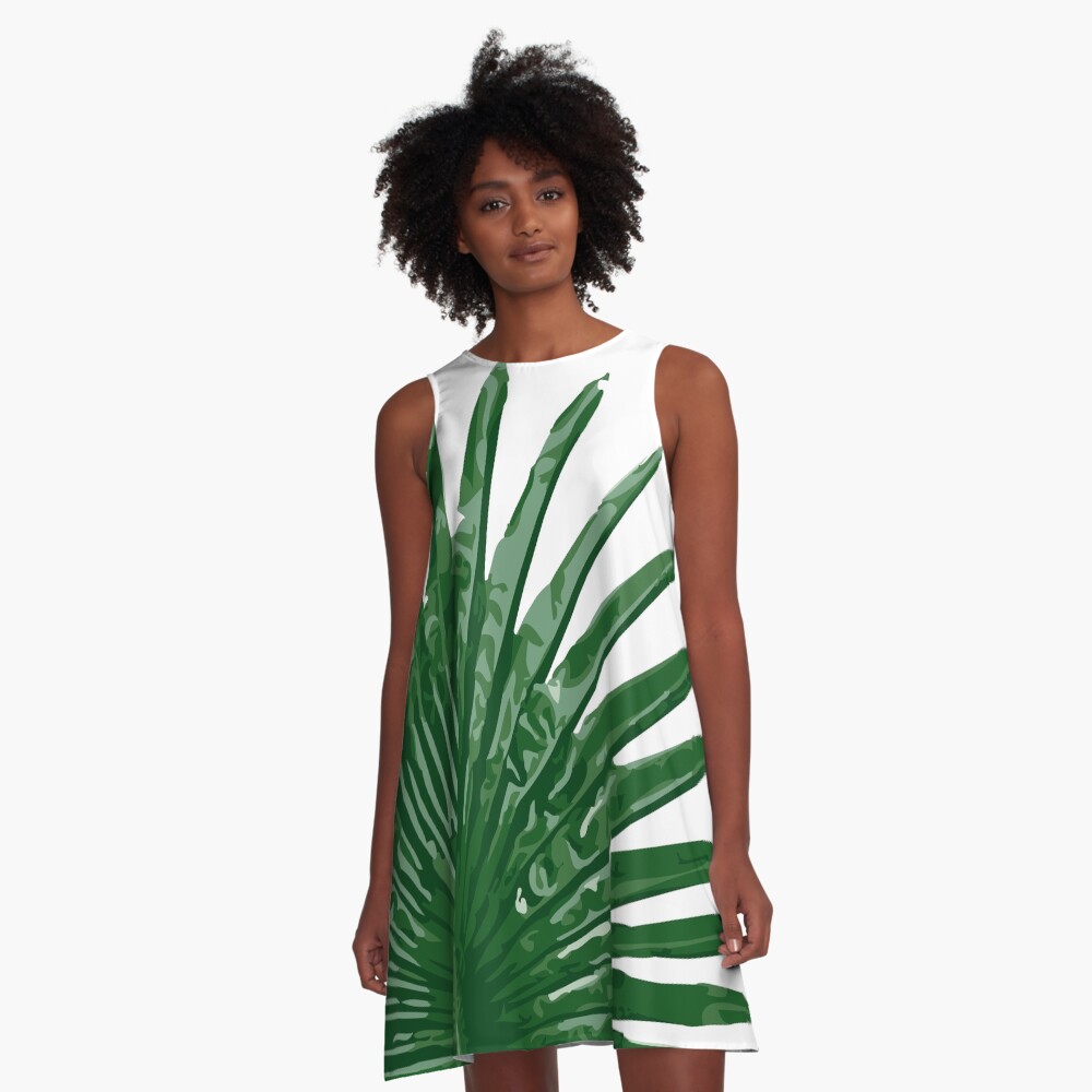 Fan Palm Leaf A-Line Dress