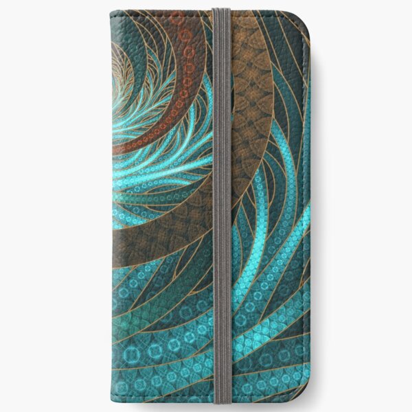 Beautiful Corded Leather Turquoise Fractal Bangles iPhone Wallet
