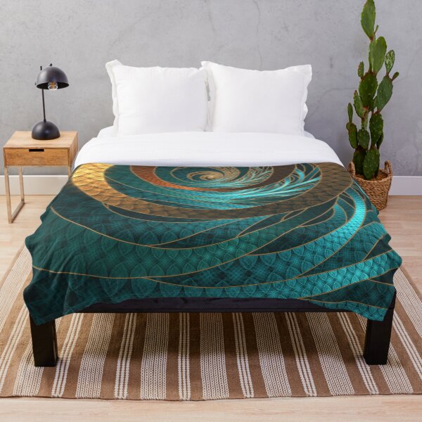 Beautiful Corded Leather Turquoise Fractal Bangles Throw Blanket