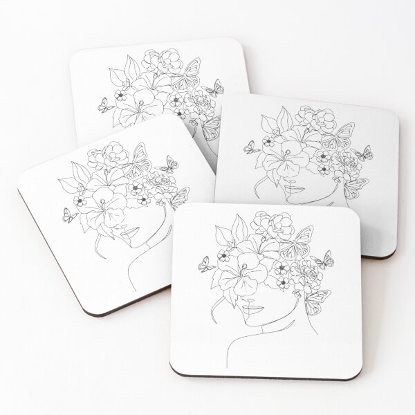 Item preview, Woman With Flowers on Head Line Art designed and sold by BEyourself be.