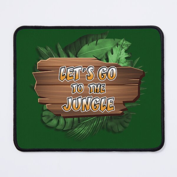 Item preview, Let's go to the Jungle - A wooden sign with exotic leaves in the background designed and sold by velisani.
