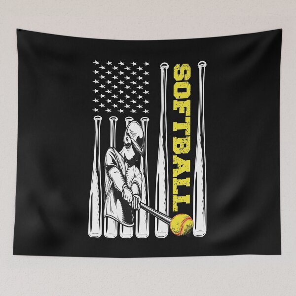 Item preview, Patriotic US American Flag Softball Player  designed and sold by ARTZ84.