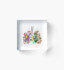 Blumen Ribs Skeleton Aquarell Acrylblock